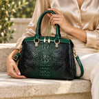 Orabella Women's Structured Croc-Embossed Leather Handbag - Verde - unisex - Eric Muller - Image 4