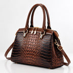 Orabella Women's Structured Croc-Embossed Leather Handbag - Espresso - Men's Accessories > Handbags > Structured Handbags - Eric Muller - Image 1