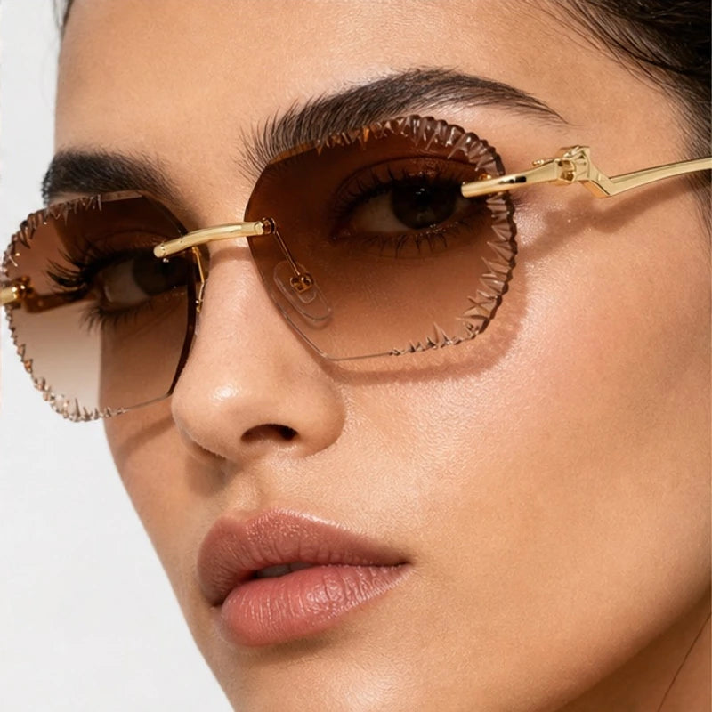 Oricco Rimless Shades - Amber - rimless sunglasses - Eric Muller - Image 3