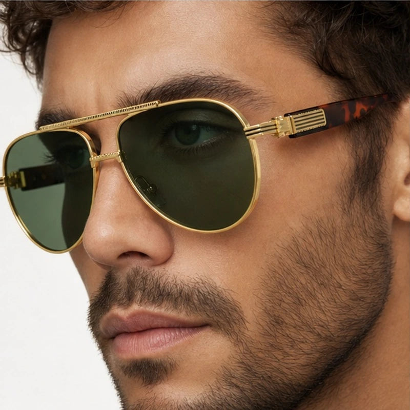 Orin Double-Bridge Aviator Shades - Olive - aviator sunglasses - Eric Muller - Image 3