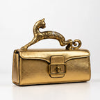 Orlena Women's Structured Croc-Effect Handbag with Brass Leopard Handle - Leopard-Gold - Accessories > Handbags > Top Handle Bags - Eric Muller - Image 1