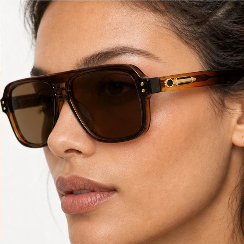 Orson Square Pilot Sunglasses - Sienna - pilot frame sunglasses - Eric Muller - Image 4
