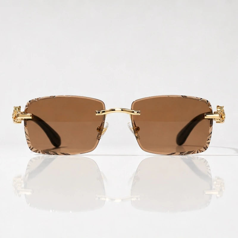 Perla Rectangular Rimless Shades - Cognac - sunglasses - Eric Muller - Image 2