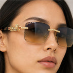 Perla Rectangular Rimless Shades - Horizon - rimless sunglasses - Eric Muller - Image 3