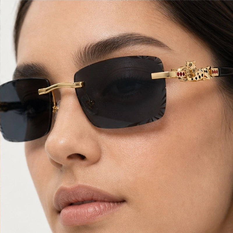Perla Rectangular Rimless Shades - Onyx - rimless sunglasses - Eric Muller - Image 3