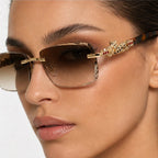 Perla Rectangular Rimless Shades - Espresso - rimless sunglasses - Eric Muller - Image 3