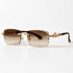 Perla Rectangular Rimless Shades - Espresso - Sunglasses - Eric Muller - Image 1