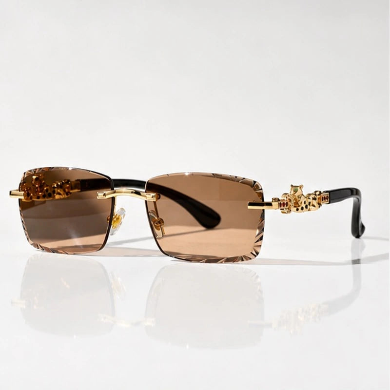 Perla Rectangular Rimless Shades - Cognac - Sunglasses - Eric Muller - Image 1