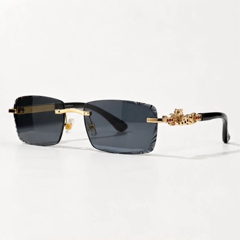 Perla Rectangular Rimless Shades - Onyx - Sunglasses - Eric Muller - Image 1