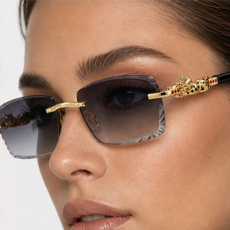 Perla Rectangular Rimless Shades - Smoke - rimless sunglasses - Eric Muller - Image 3