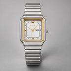Quillan Men's Square Day-Date Watch 38mm - Silver White - Vintage Watch - Eric Muller - Image 2