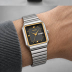 Quillan Men's Square Day-Date Watch 38mm - Silver Black - Vintage Watch - Eric Muller - Image 2