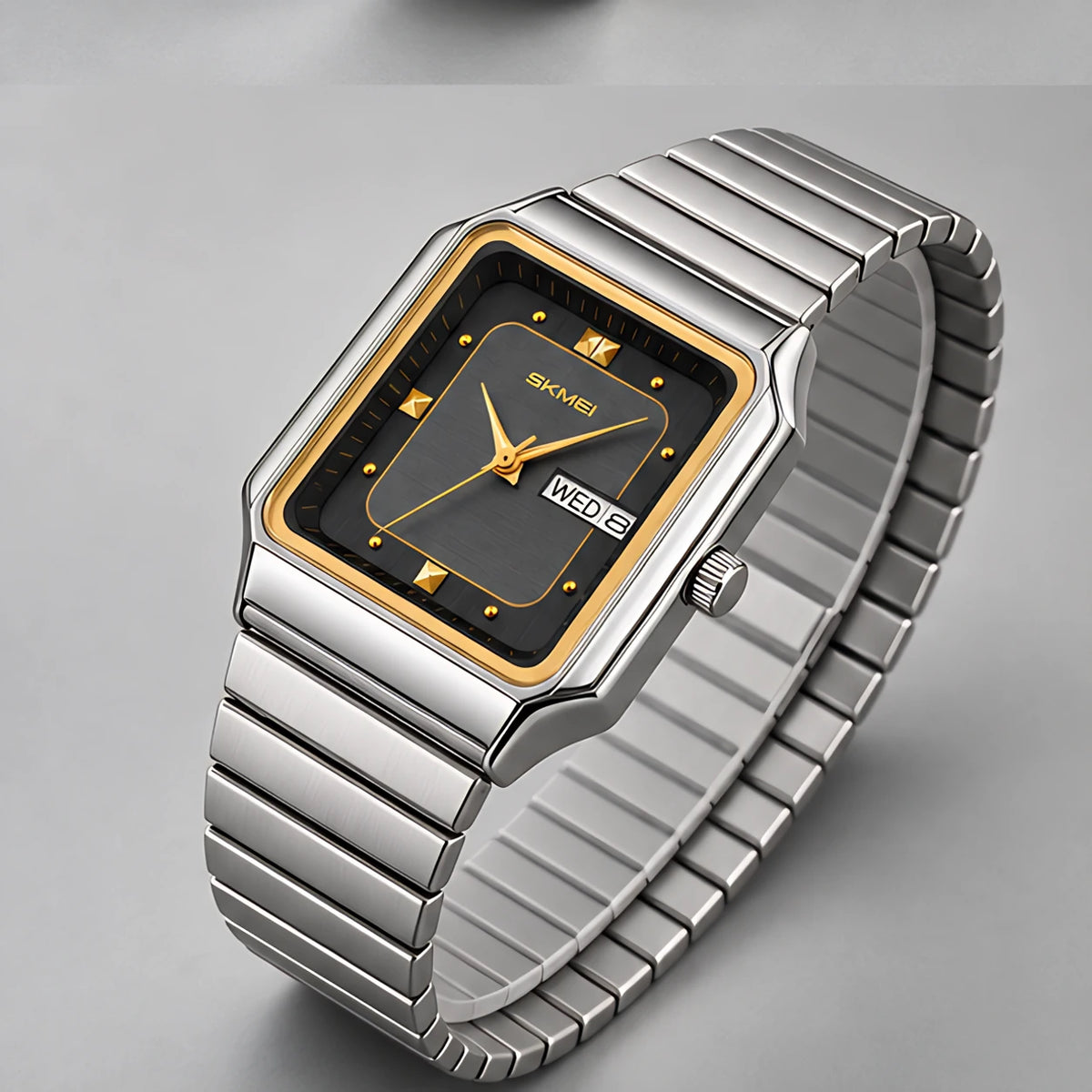 Quillan Men's Square Day-Date Watch 38mm - Silver Black - Men's Accessories > Watches > Dress Watches - Eric Muller - Image 1