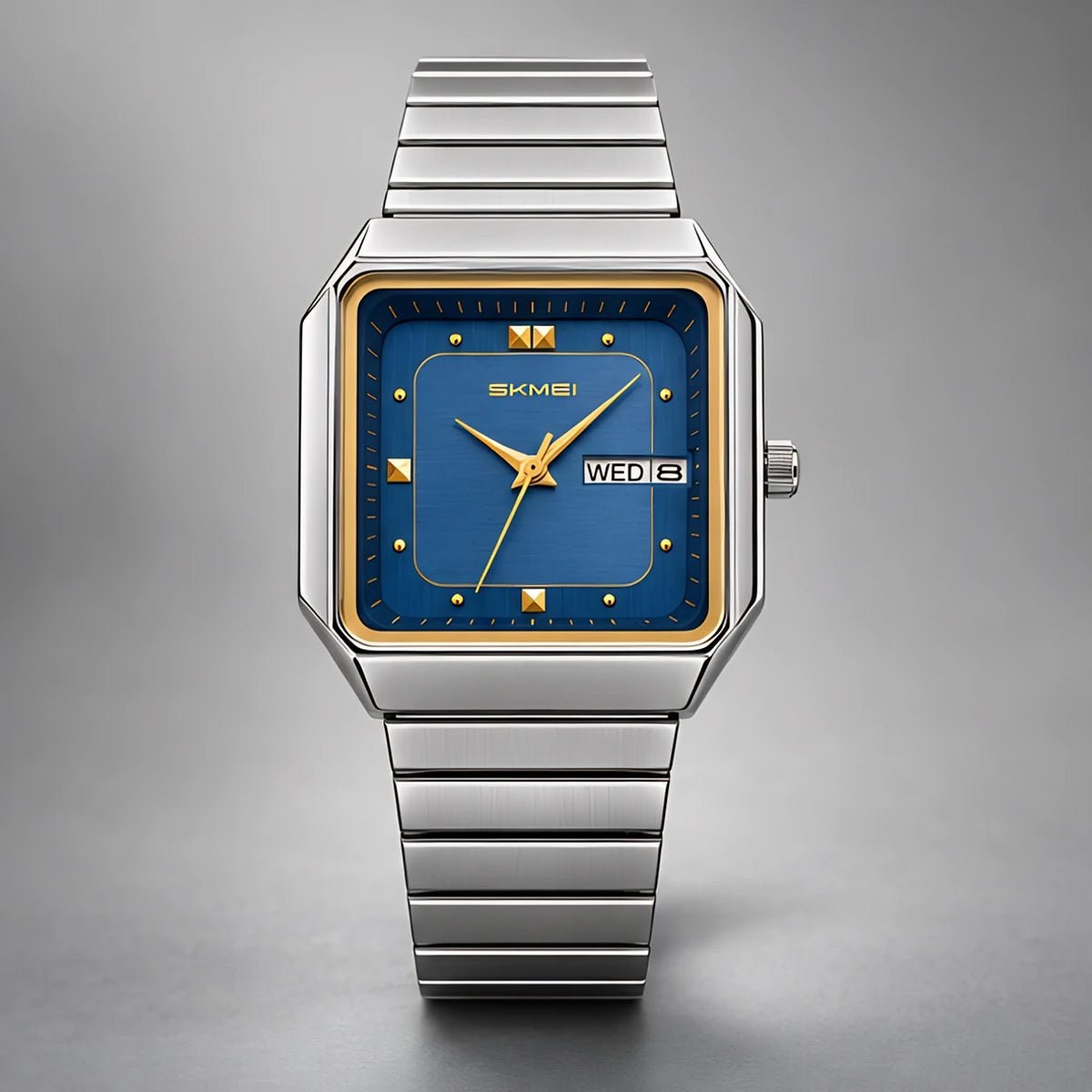 Quillan Men's Square Day-Date Watch 38mm - Silver Blue - Vintage Watch - Eric Muller - Image 2