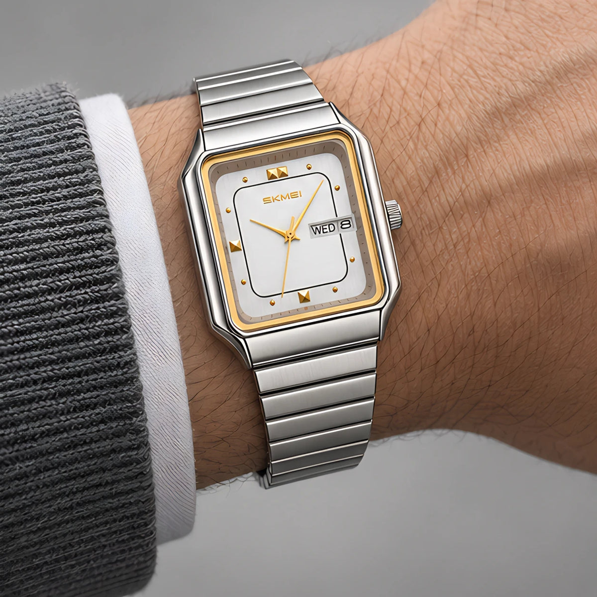 Quillan Men's Square Day-Date Watch 38mm - Silver White - watch - Eric Muller - Image 3