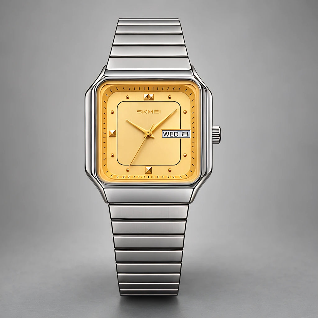 Quillan Men's Square Day-Date Watch 38mm - Gold - Vintage Watch - Eric Muller - Image 2
