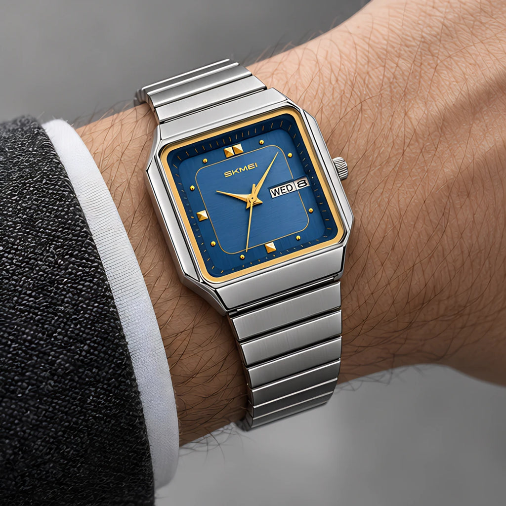 Quillan Men's Square Day-Date Watch 38mm - Silver Blue - watch - Eric Muller - Image 3