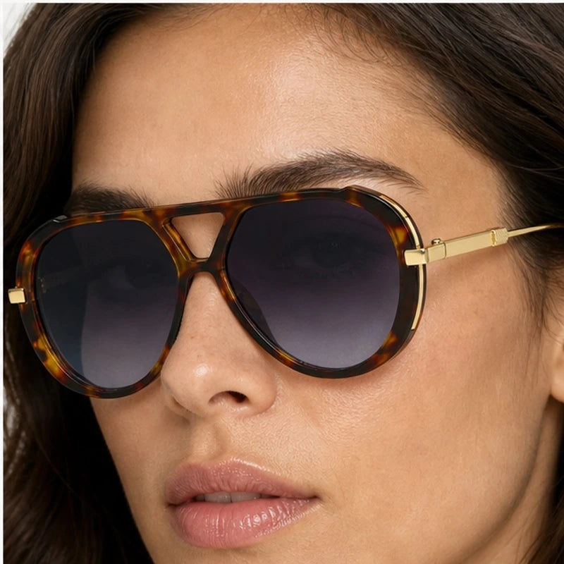 Ravello Oversized Aviator Shades - Havana - aviator sunglasses - Eric Muller - Image 3
