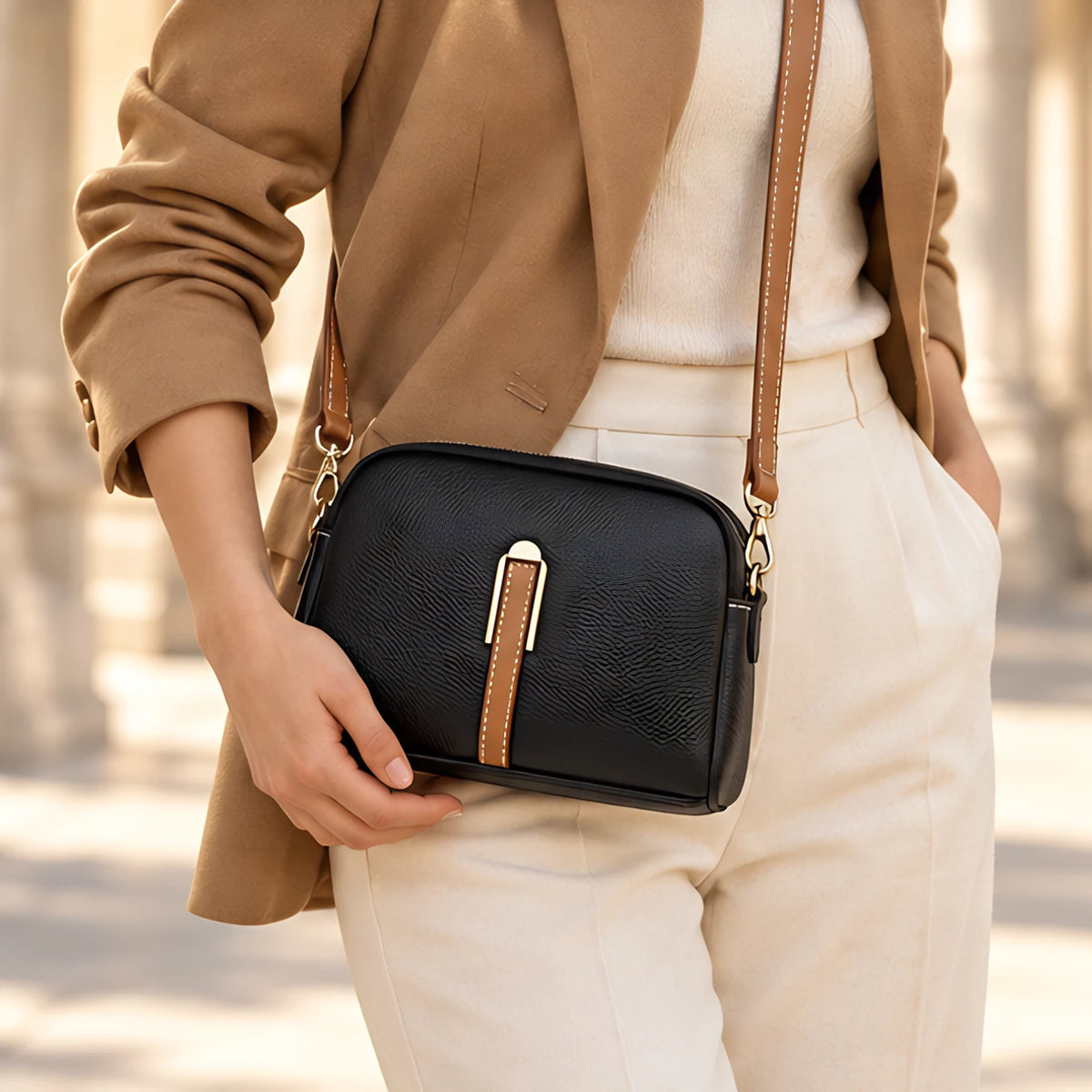 Rhea Women's Two-Tone Crossbody Bag - Black - Women's Accessories > Bags > Crossbody Bags - Eric Muller - Image 1