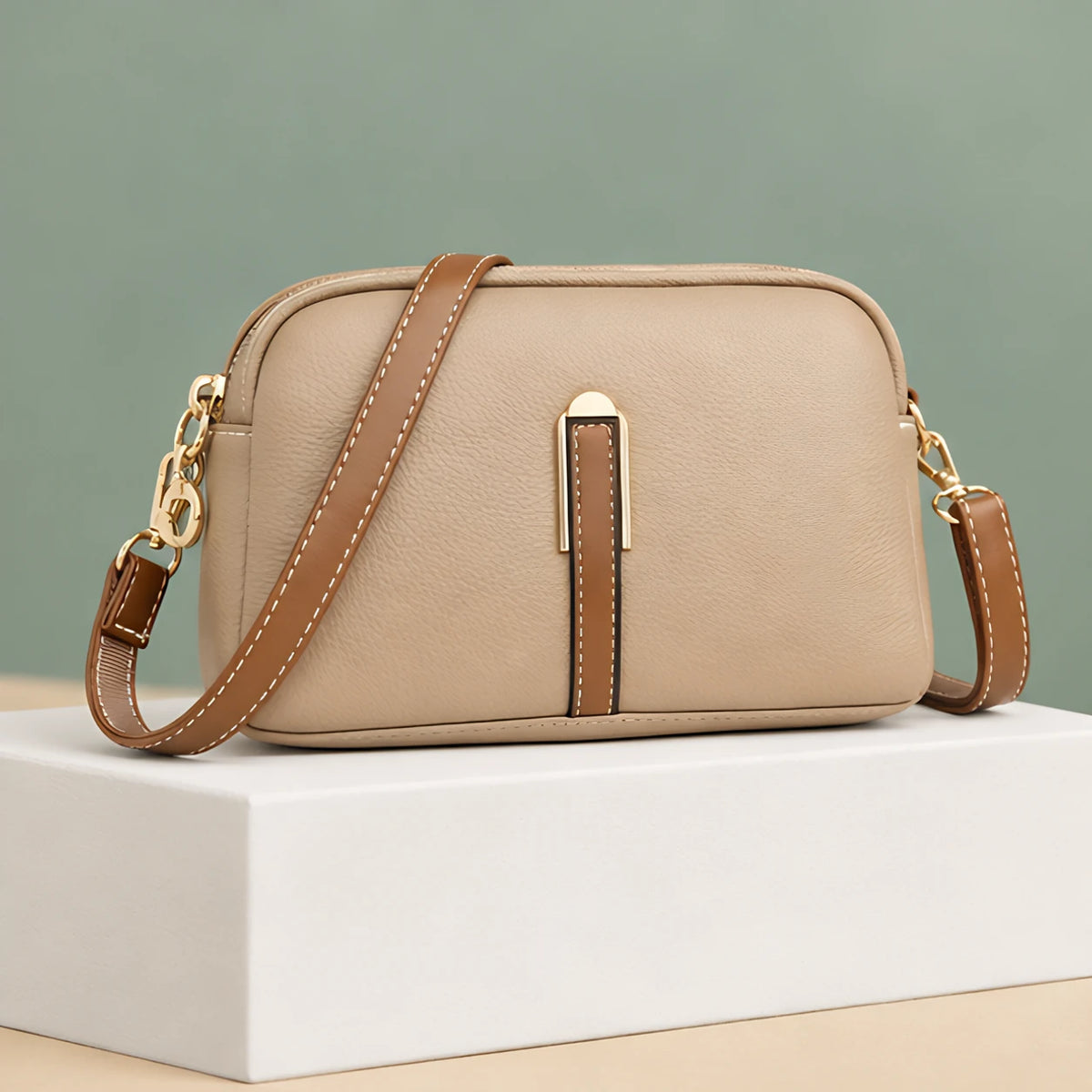 Rhea Women's Two-Tone Crossbody Bag - Khaki - Accessories | Woman - Eric Muller - Image 2