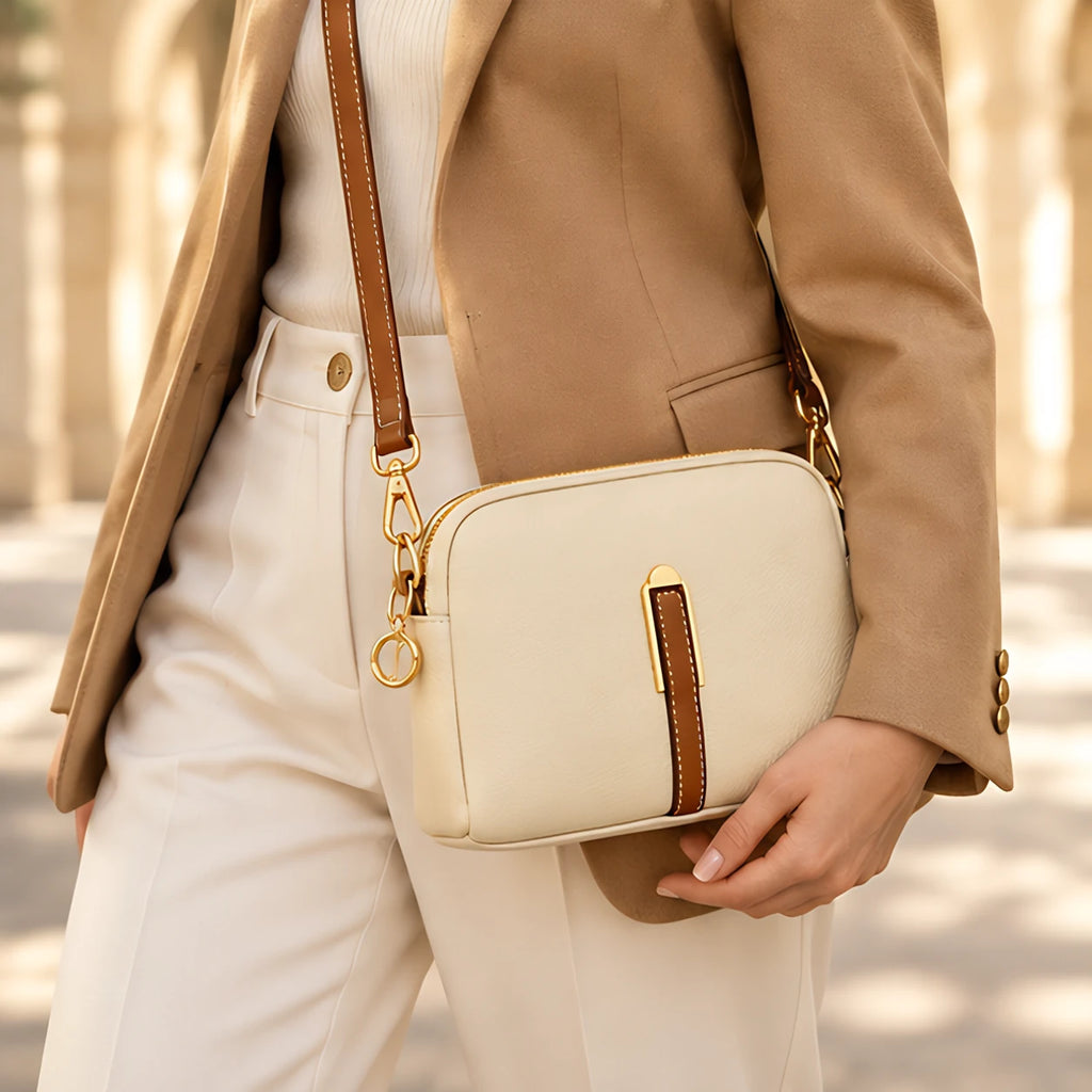 Rhea Women's Two-Tone Crossbody Bag - Beige - Women's Accessories > Bags > Crossbody Bags - Eric Muller - Image 1