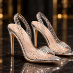 Rosanna Women's Rhinestone Stiletto Heels - Silver - Women's Footwear > Heeled Sandals > Slingback Stiletto Sandals - Eric Muller - Image 1
