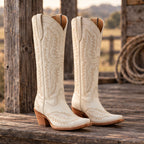 Rosemont Women's Orthopedic Cowboy Boots with Western Stitching - White - Footwear > Boots > Cowboy Boots - Eric Muller - Image 1