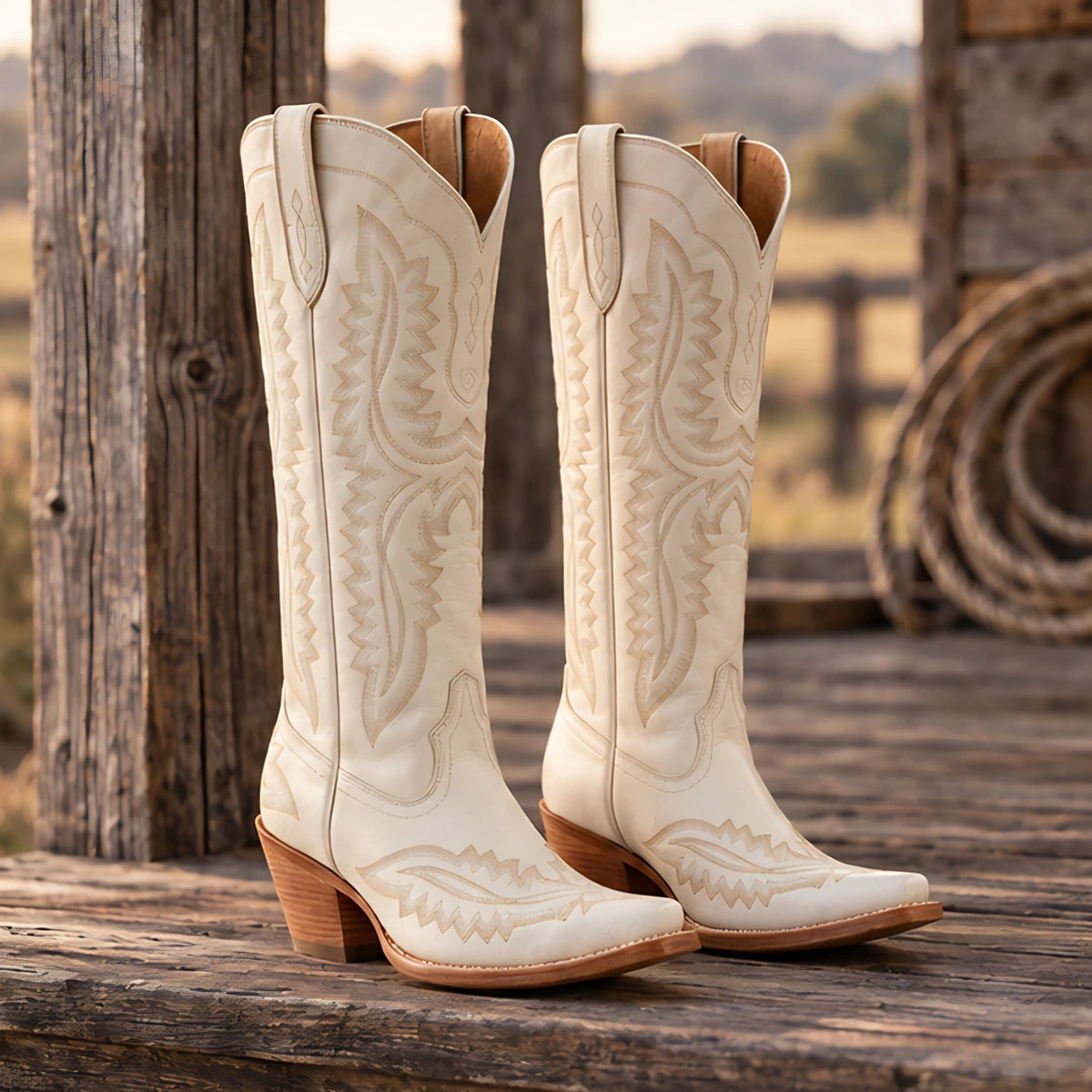 Rosemont Women's Orthopedic Cowboy Boots with Western Stitching - White - Footwear > Boots > Cowboy Boots - Eric Muller - Image 1