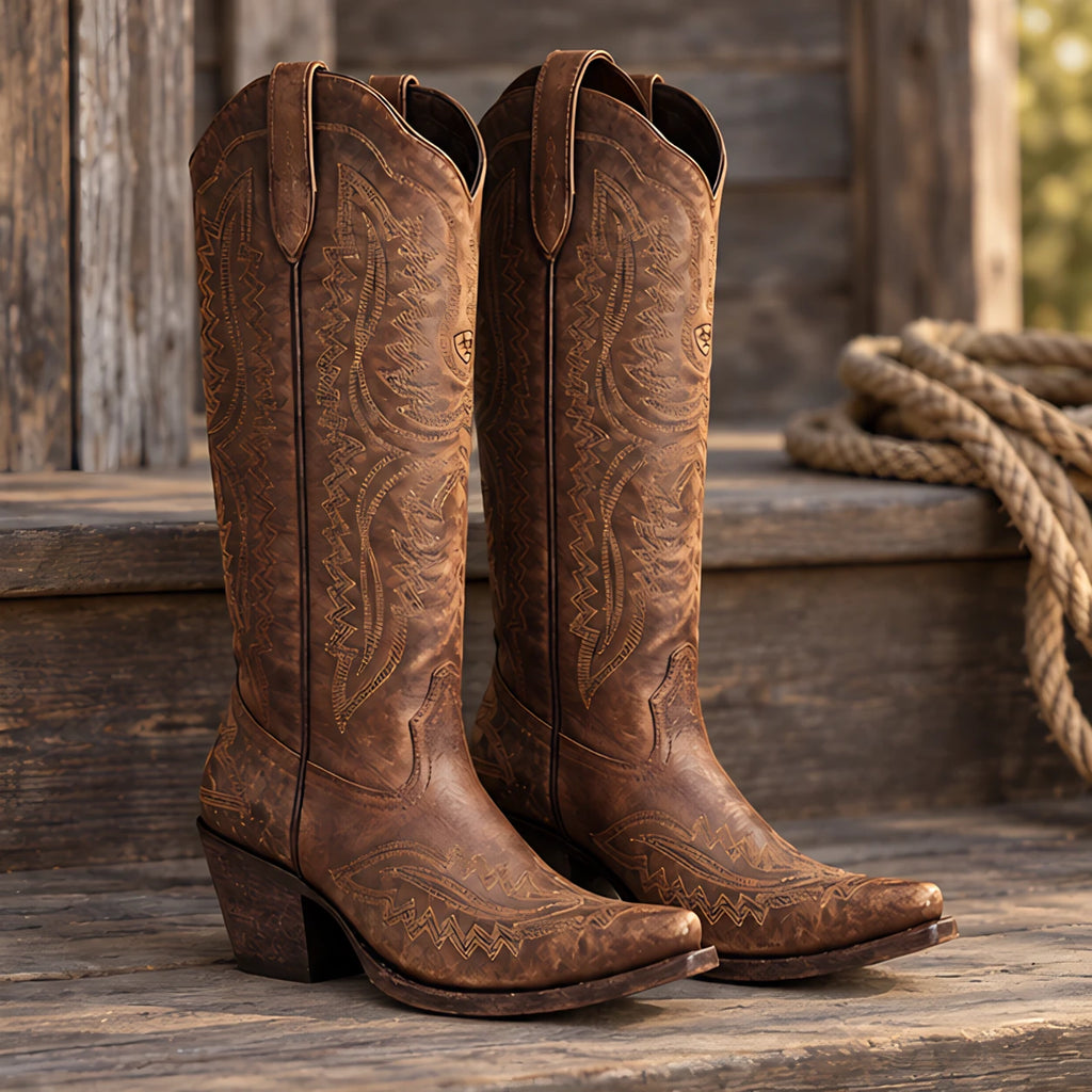 Rosemont Women's Orthopedic Cowboy Boots with Western Stitching - Chocolate Brown - Shoes - Eric Muller - Image 2