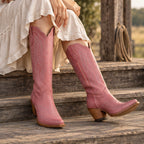 Rosemont Women's Orthopedic Cowboy Boots with Western Stitching - Pink - Shoes - Eric Muller - Image 2