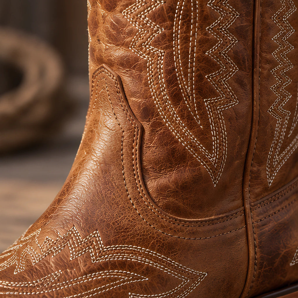Rosemont Women's Orthopedic Cowboy Boots with Western Stitching - Brown - Footwear > Boots > Cowboy Boots - Eric Muller - Image 3