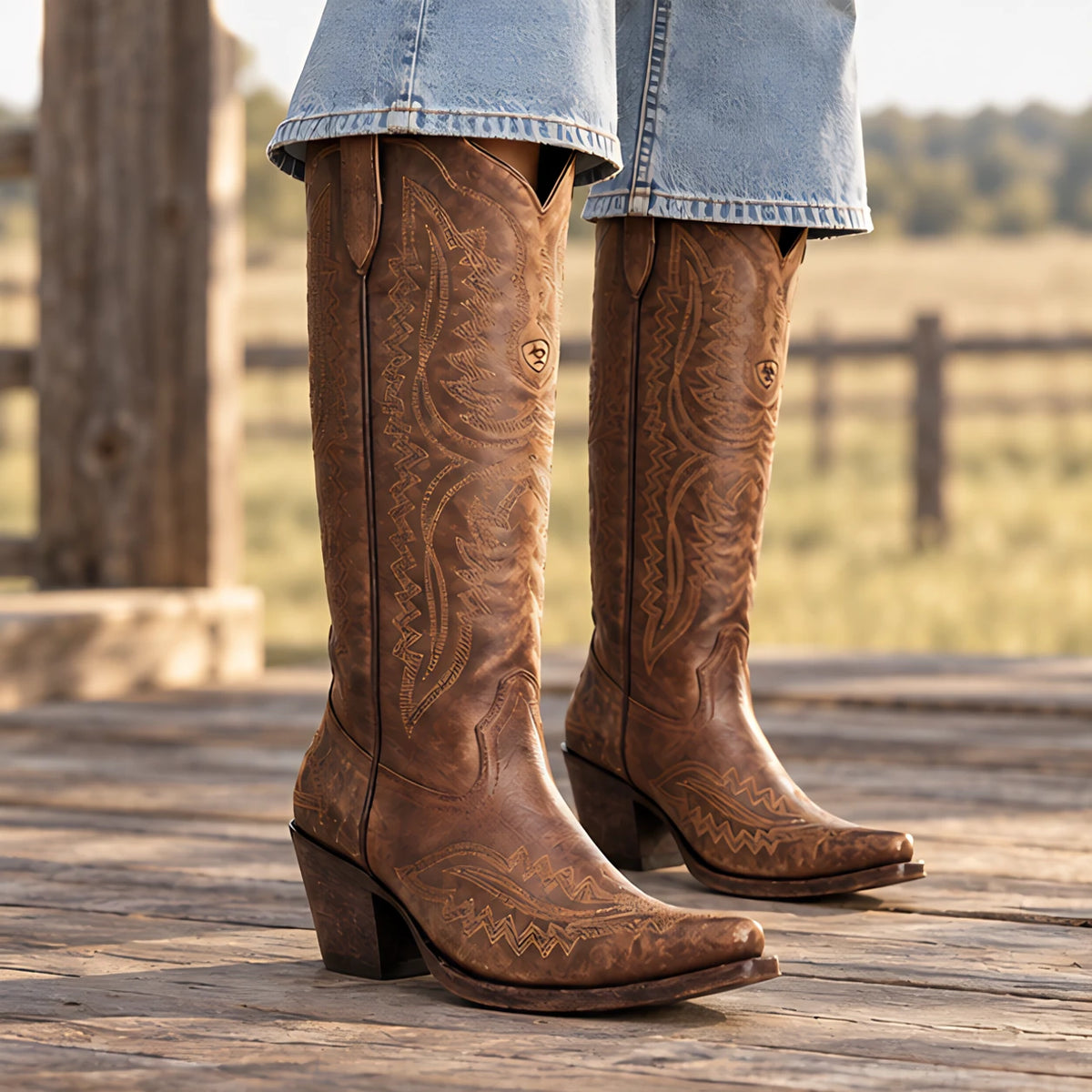 Rosemont Women's Orthopedic Cowboy Boots with Western Stitching - Chocolate Brown - Footwear > Boots > Cowboy Boots - Eric Muller - Image 1