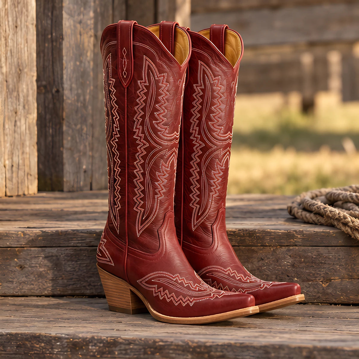 Rosemont Women's Orthopedic Cowboy Boots with Western Stitching - Red - Footwear > Boots > Cowboy Boots - Eric Muller - Image 1