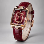 Rosera Women's Crystal-Accent Wristwatch with Rose Dial - Rose Red - Accessories > Watches > Square-Face Analog Watches - Eric Muller - Image 1