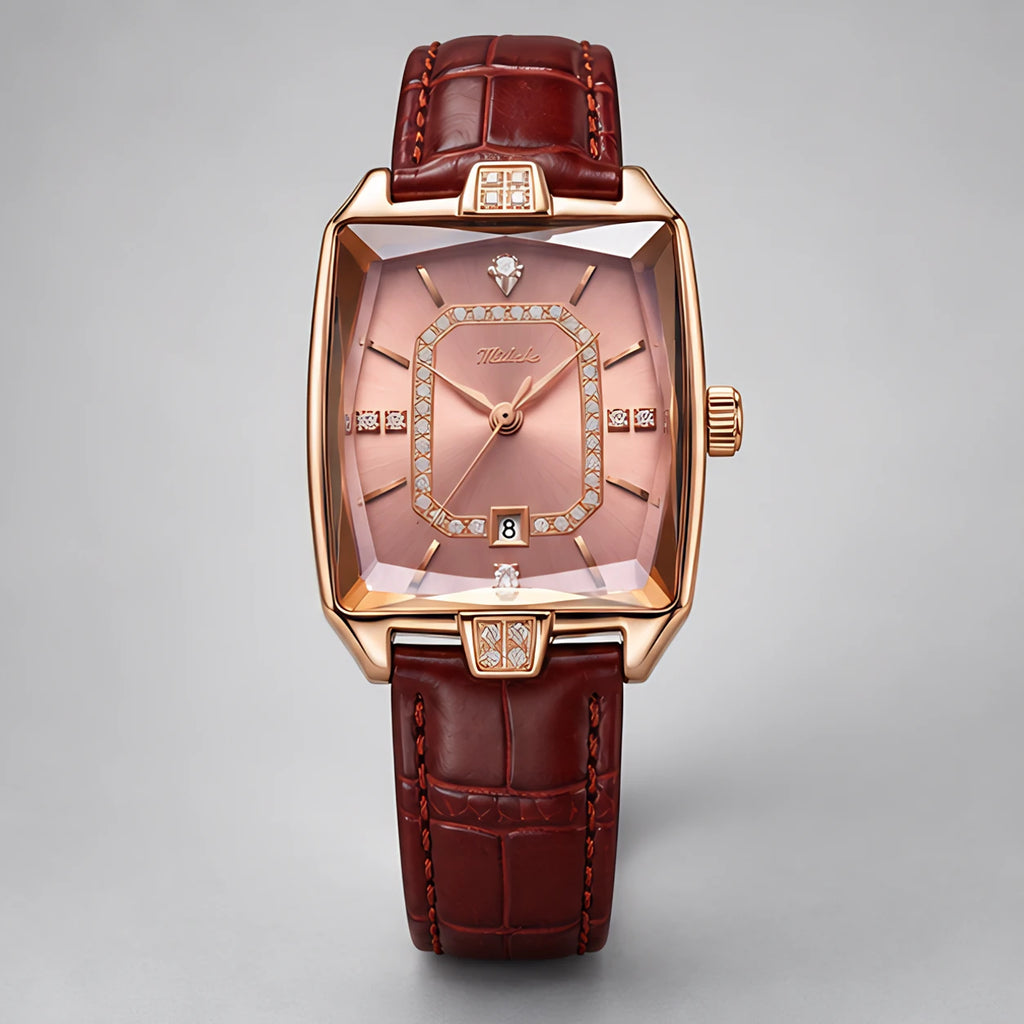 Rosera Women's Crystal-Accent Wristwatch with Rose Dial - Pink - Accessories > Watches > Square-Face Analog Watches - Eric Muller - Image 2