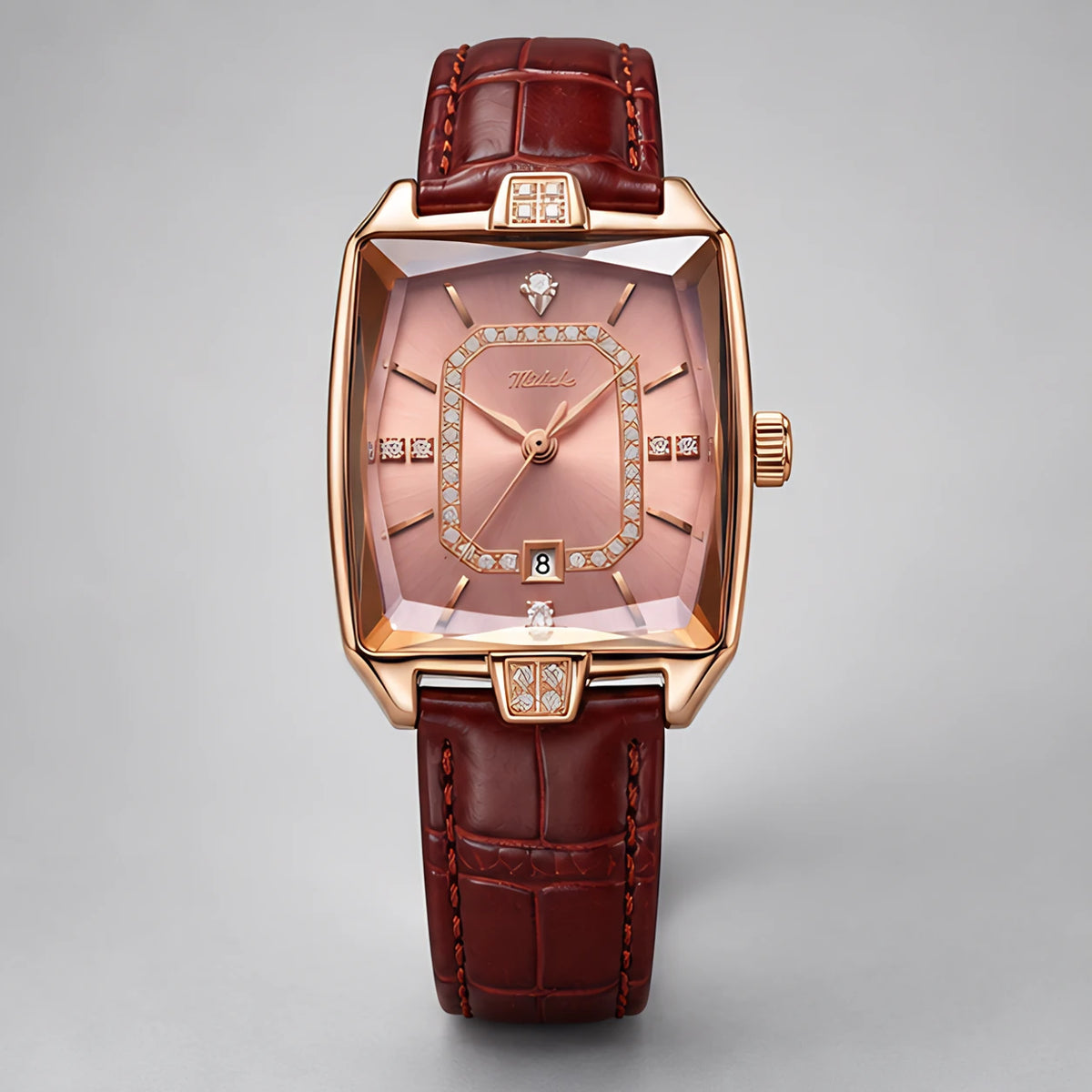 Rosera Women's Crystal-Accent Wristwatch with Rose Dial - Pink - Accessories > Watches > Square-Face Analog Watches - Eric Muller - Image 2