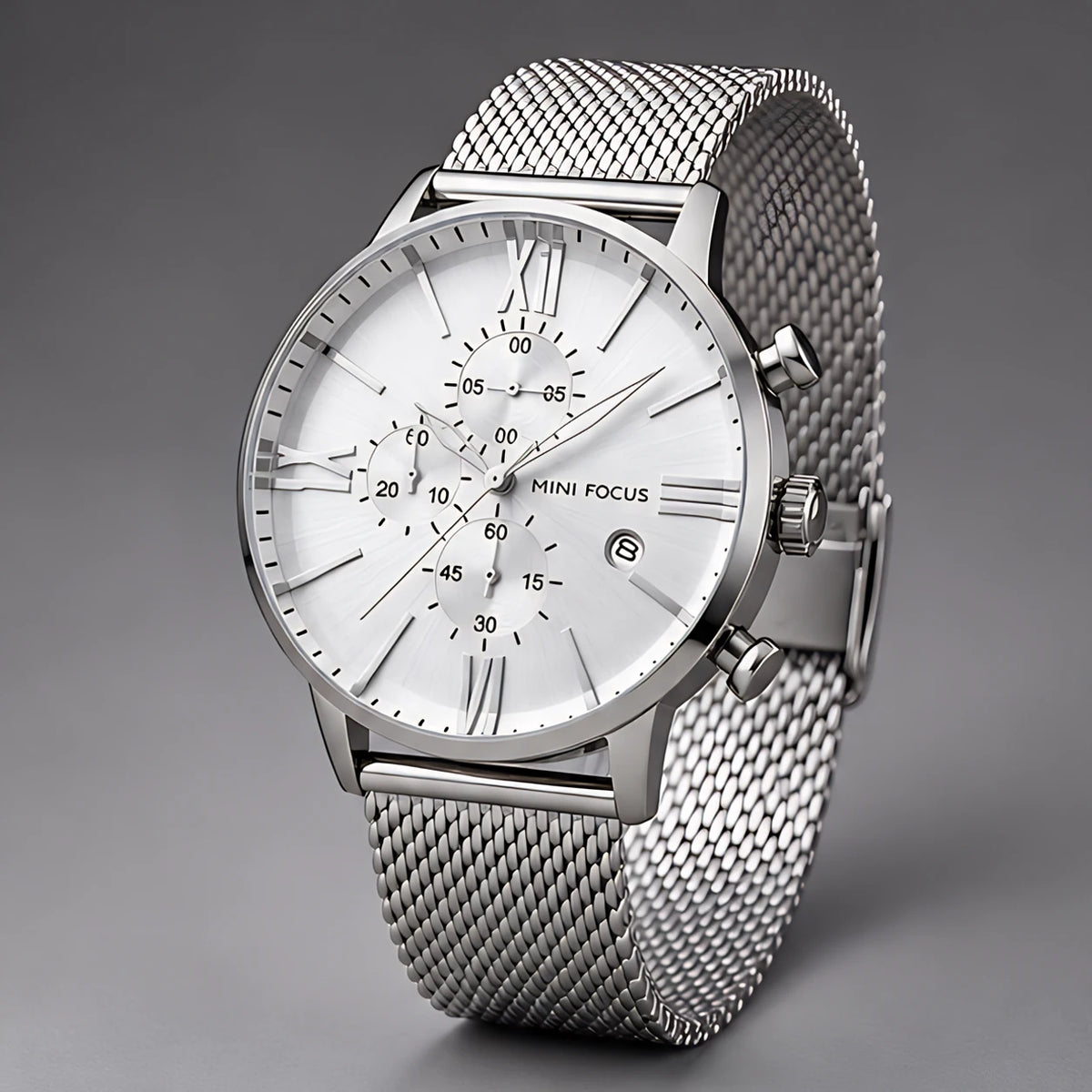 Rovello Men's Stainless Steel Chronograph Watch 45mm - Silver - Accessories > Watches > Chronograph Watches - Eric Muller - Image 1