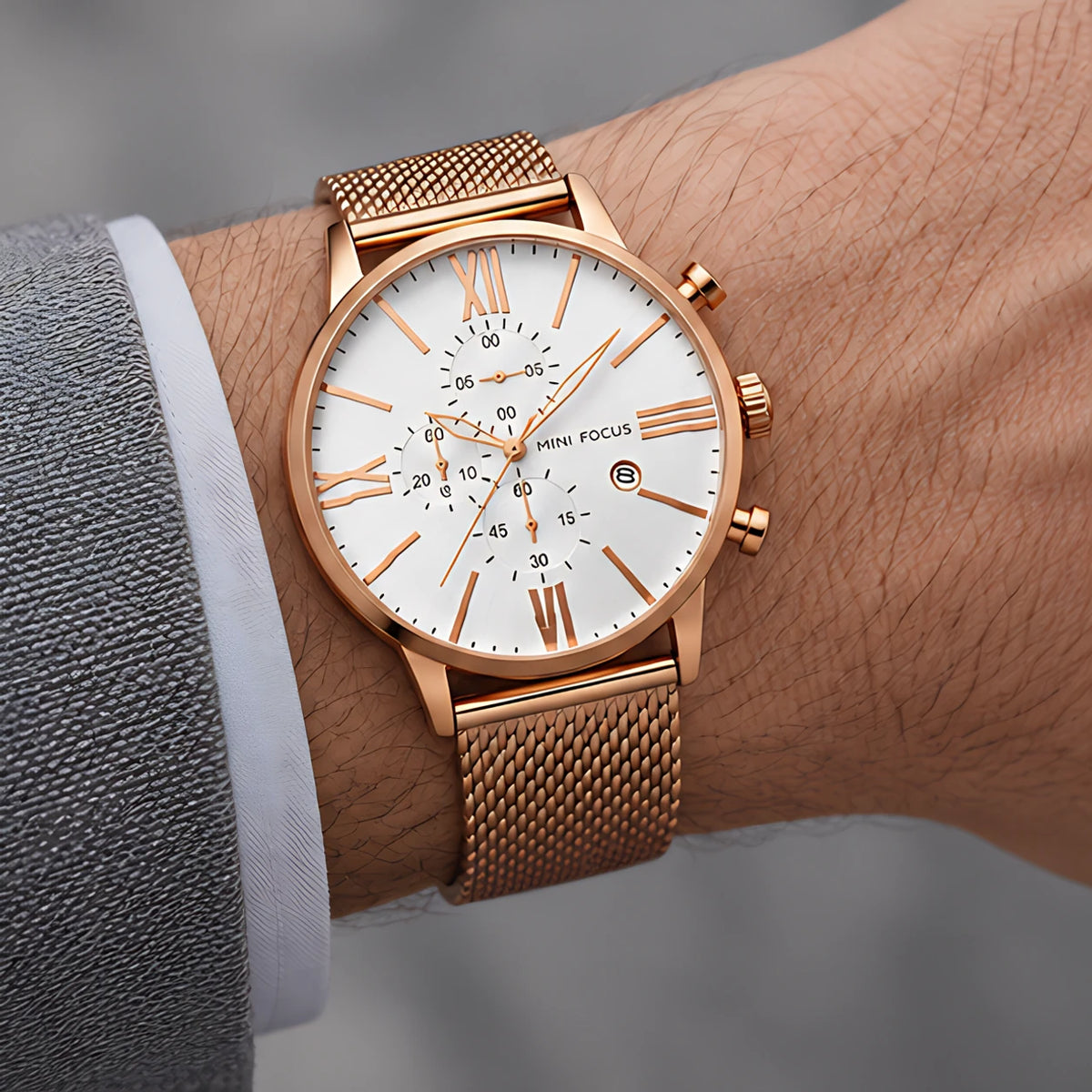 Rovello Men's Stainless Steel Chronograph Watch 45mm - Rose Gold - male - Eric Muller - Image 3