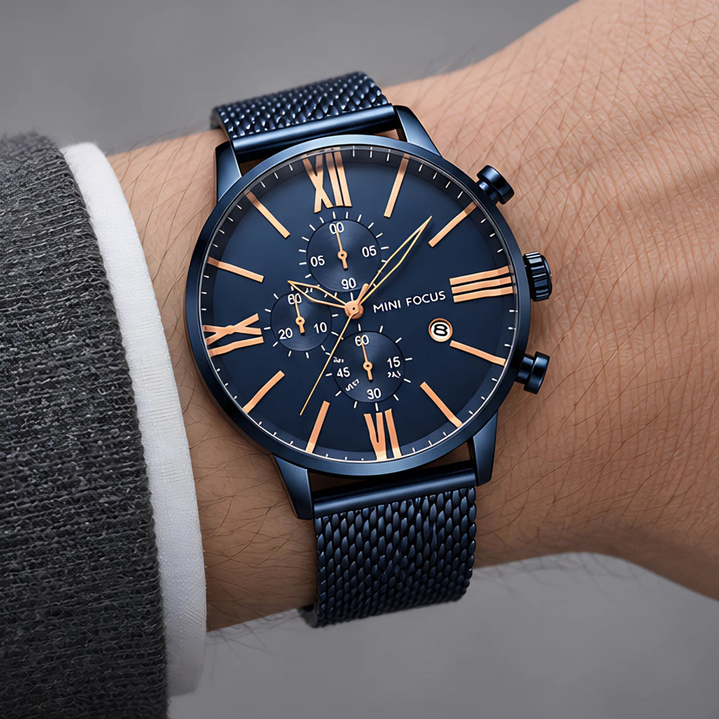 Rovello Men's Stainless Steel Chronograph Watch 45mm - Royal Blue - male - Eric Muller - Image 3