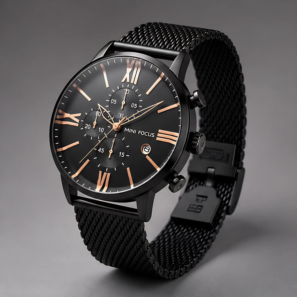 Rovello Men's Stainless Steel Chronograph Watch 45mm - Charcoal - Accessories > Watches > Chronograph Watches - Eric Muller - Image 1