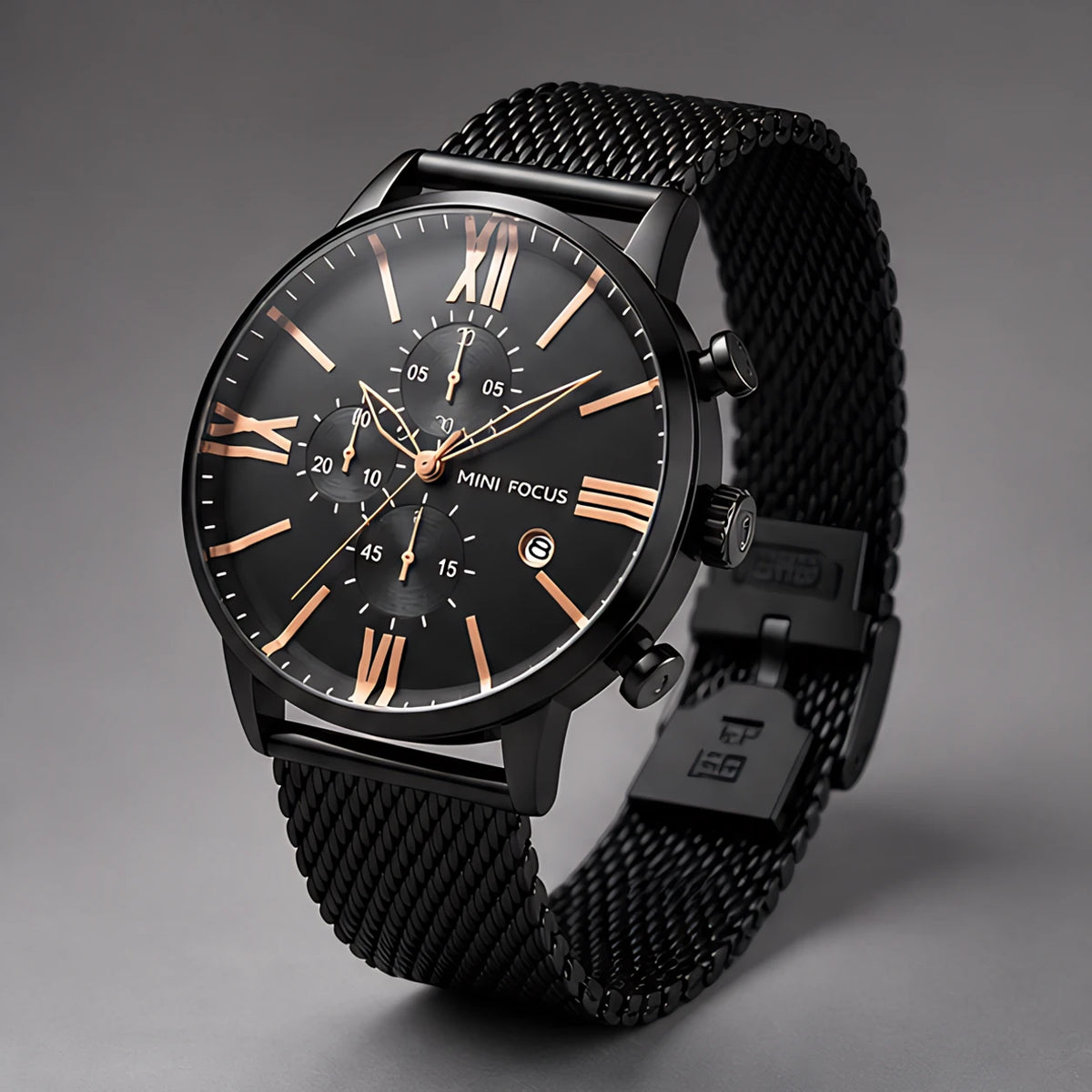 Rovello Men's Stainless Steel Chronograph Watch 45mm - Charcoal - Accessories > Watches > Chronograph Watches - Eric Muller - Image 1