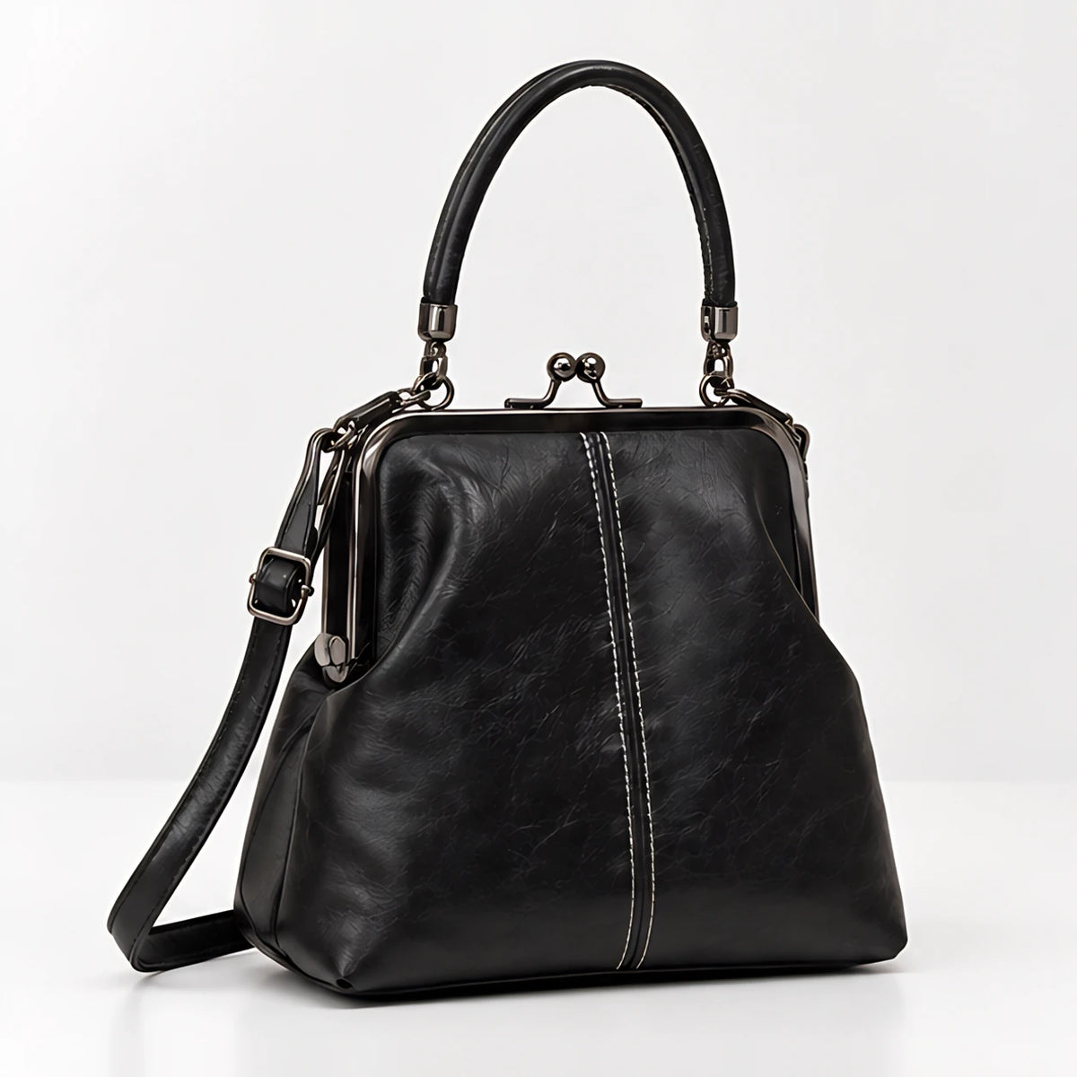 Sabina Women's Kiss-Lock Crossbody Bag - Black - Women's Accessories > Bags > Crossbody Bags - Eric Muller - Image 1
