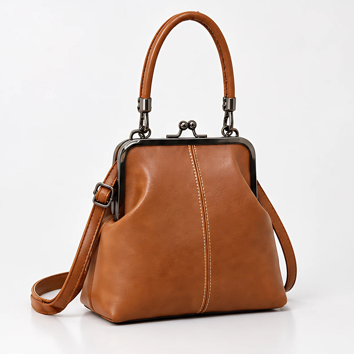 Sabina Women's Kiss-Lock Crossbody Bag - Brown - Women's Accessories > Bags > Crossbody Bags - Eric Muller - Image 1