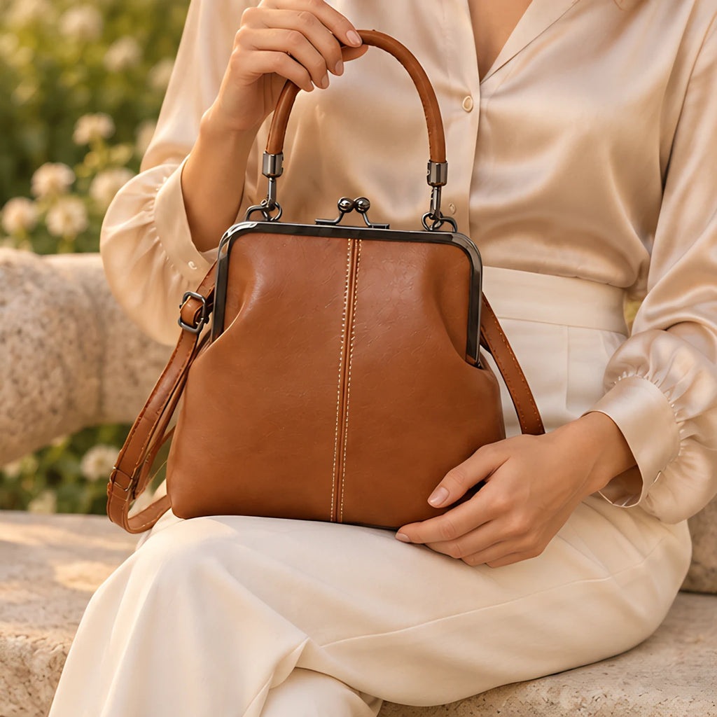 Sabina Women's Kiss-Lock Crossbody Bag - Brown - Shop All Accessories | Accessories - Eric Muller - Image 3