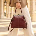 Sabina Women's Kiss-Lock Crossbody Bag - Burgundy - Bags | Accessories - Eric Muller - Image 2