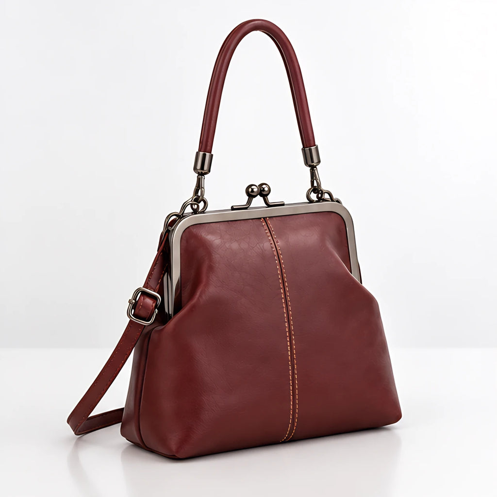 Sabina Women's Kiss-Lock Crossbody Bag - Burgundy - Women's Accessories > Bags > Crossbody Bags - Eric Muller - Image 1