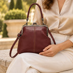 Sabina Women's Kiss-Lock Crossbody Bag - Burgundy - Shop All Accessories | Accessories - Eric Muller - Image 3