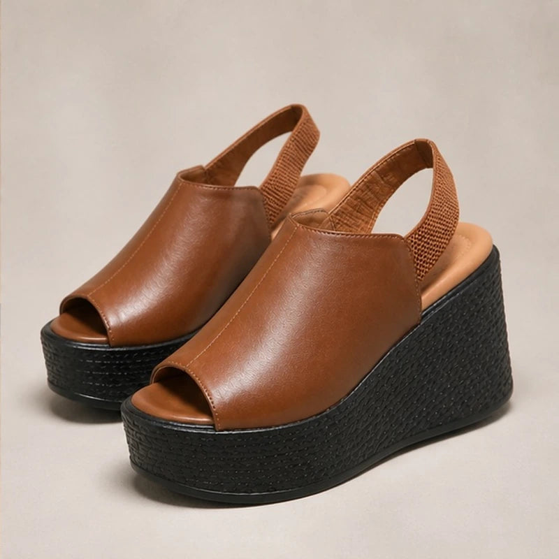 Selene Slingback Wedge Sandal - Brown - Shoes - Eric Muller - Image 1
