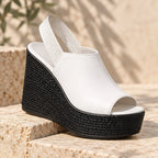 Selene Slingback Wedge Sandal - White - Shoes - Eric Muller - Image 1
