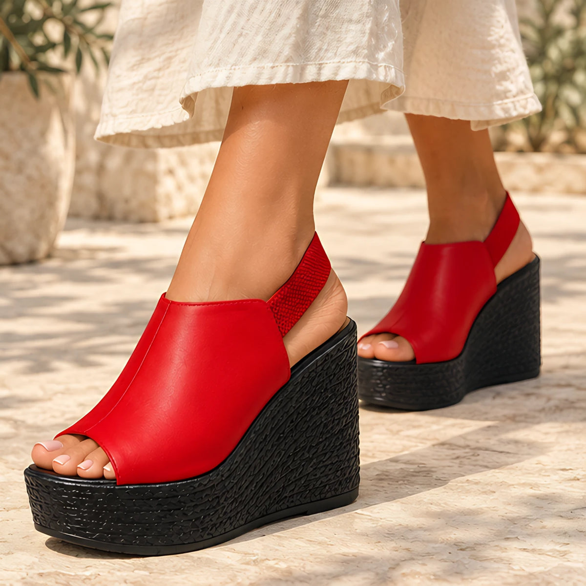 Selene Slingback Wedge Sandal - Red - slingback sandals - Eric Muller - Image 4